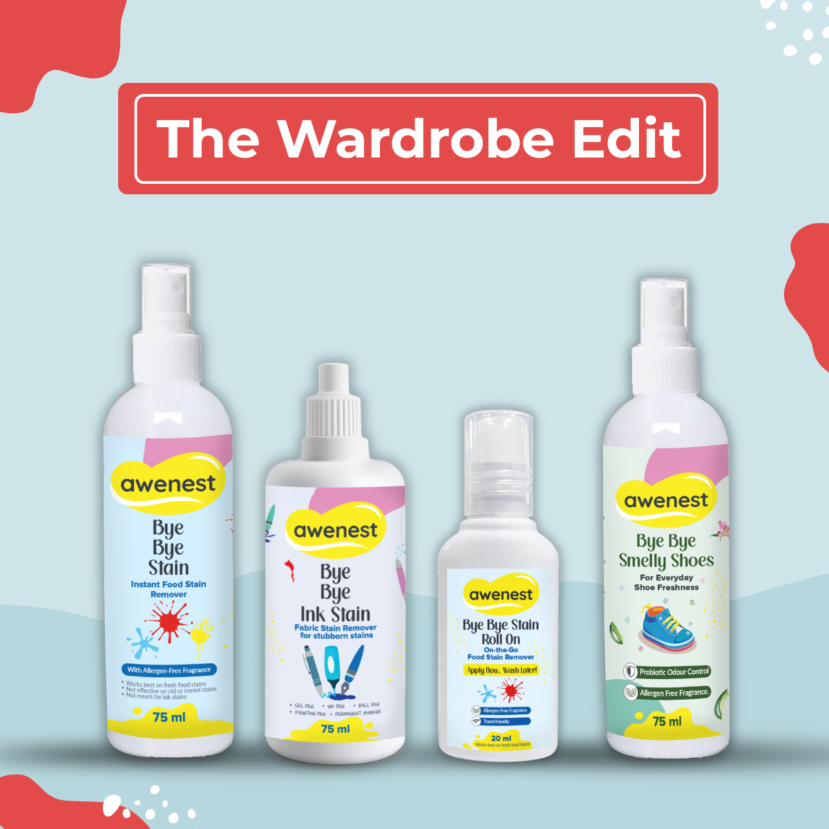Wardrobe Edit — Stain Spray, Ink Remover, Shoe Spray & Travel Roll-On