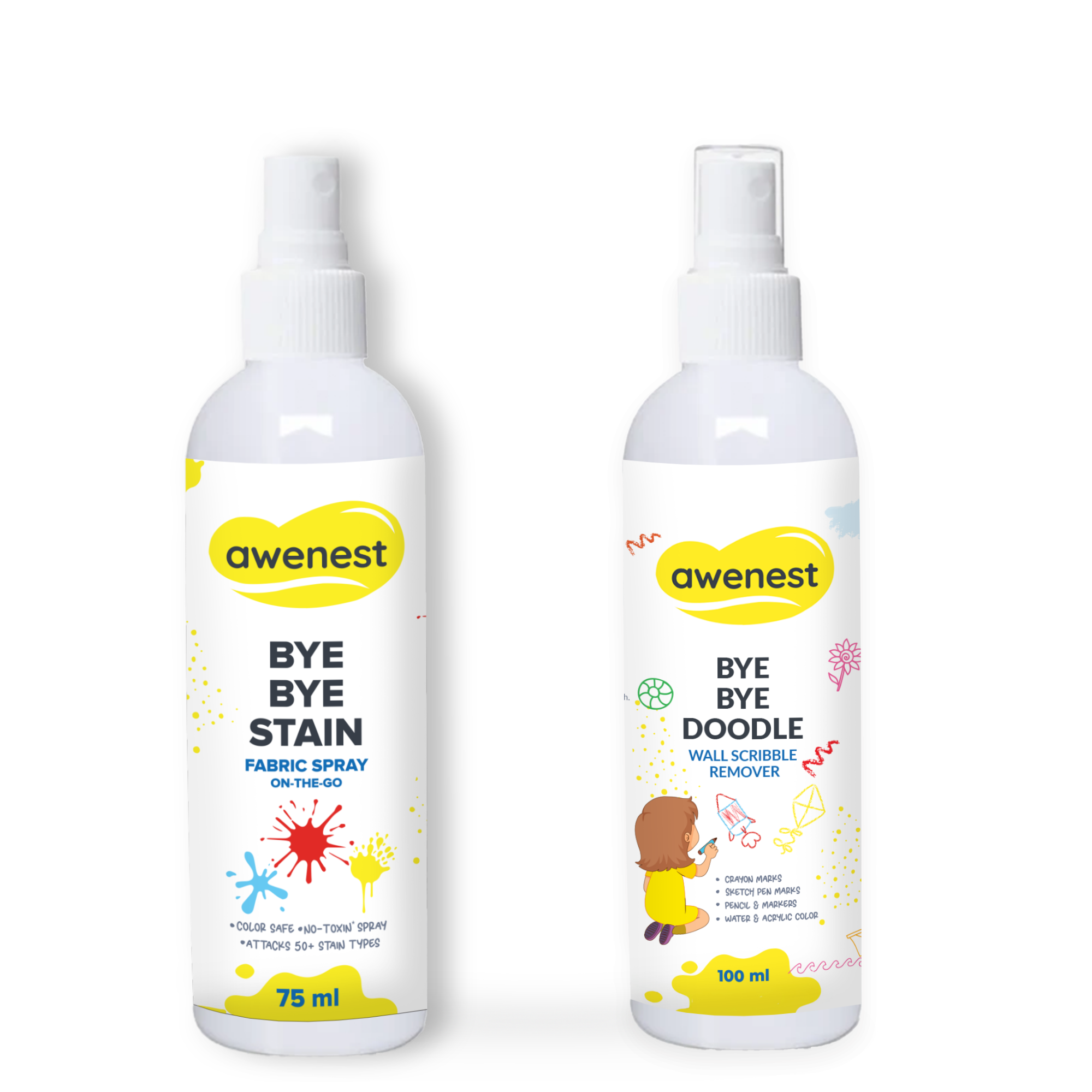 Stain Remover Combo - Bye Bye Stain and Bye Bye Doodle - For Fabric and Wall Stains