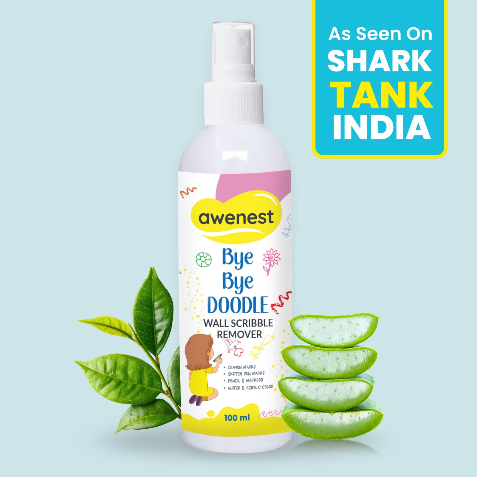 Bye Bye Doodle - Wall Scribble Remover, works on crayon, pen, sketch pen marks - Combo