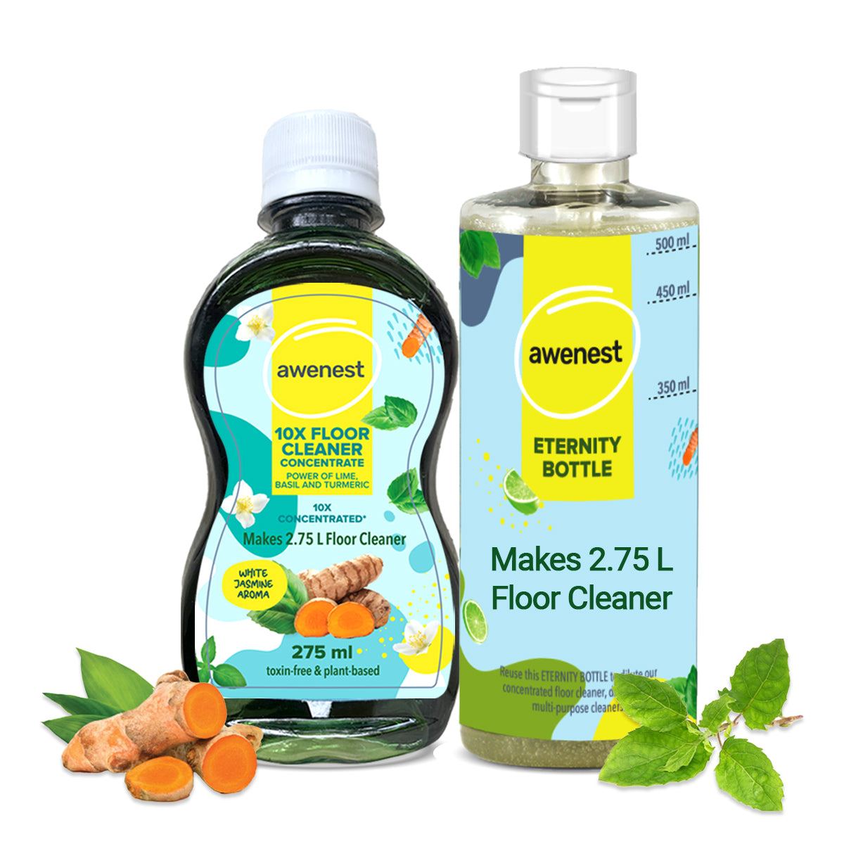 awenest 10x toxin-free, lime, basil and turmeric disinfectant floor cleaner