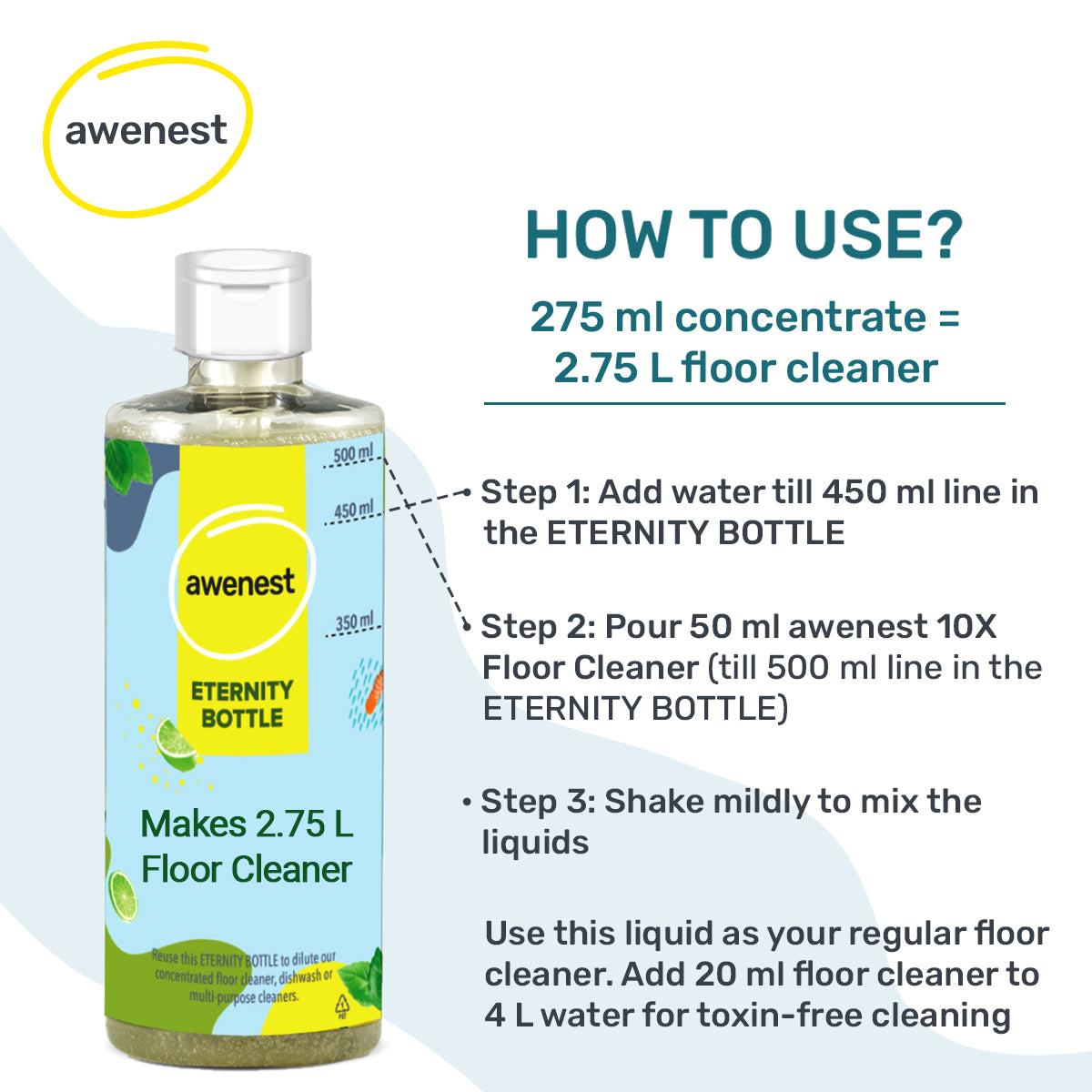awenest pet-friendly, child-safe powder to liquid disinfectant floor cleaner