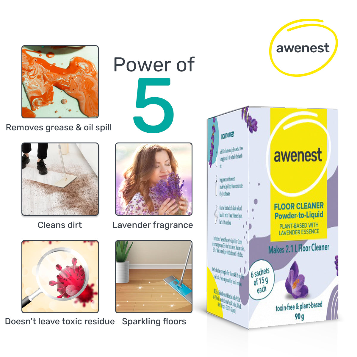 awenest No-toxin powder to liquid disinfectant floor and bathroom cleaner